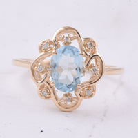 1.13 Ct Oval Natural Aquamarine 14K Gold Ring