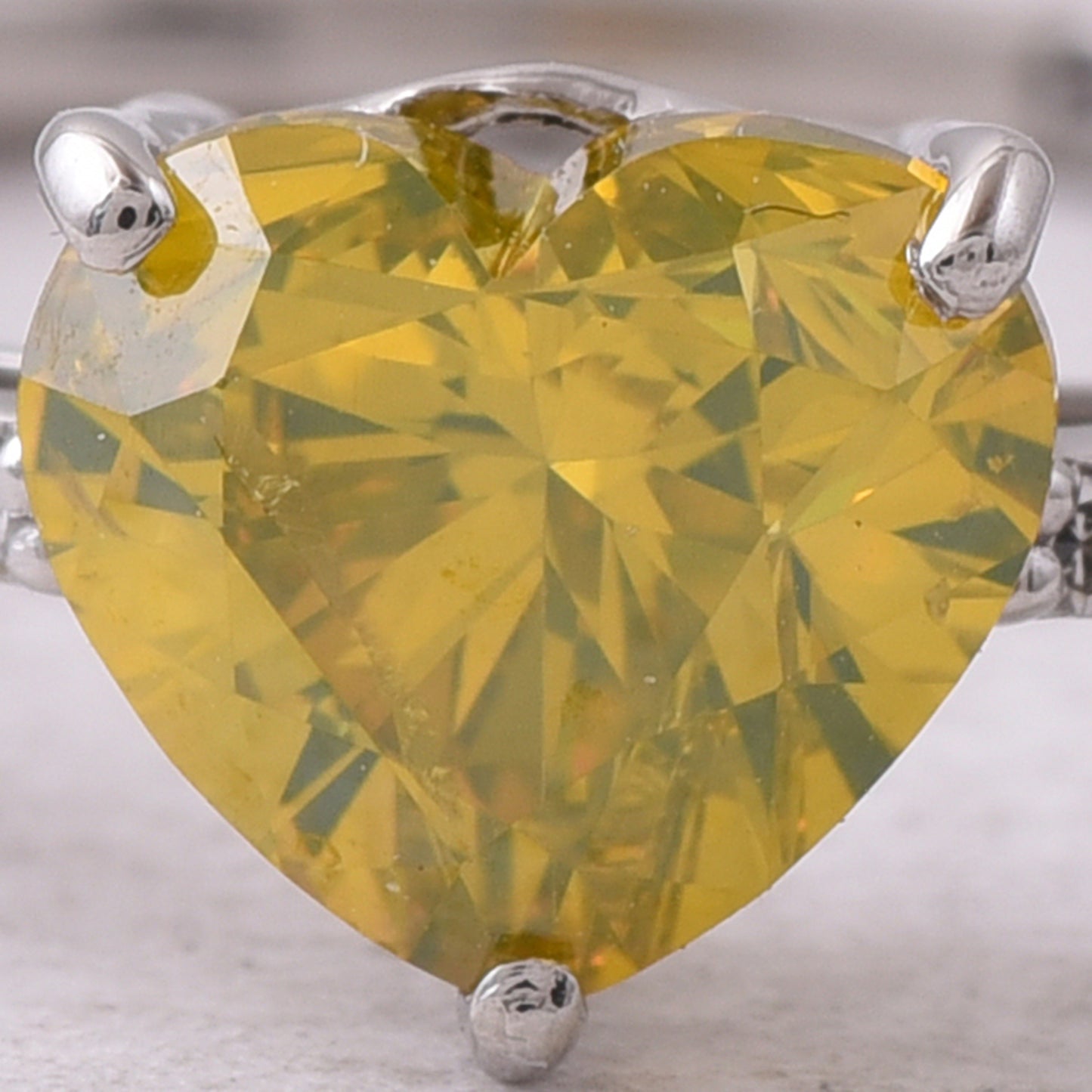 1.08 Ct Heart Yellow Diamond 950 Platinum Ring