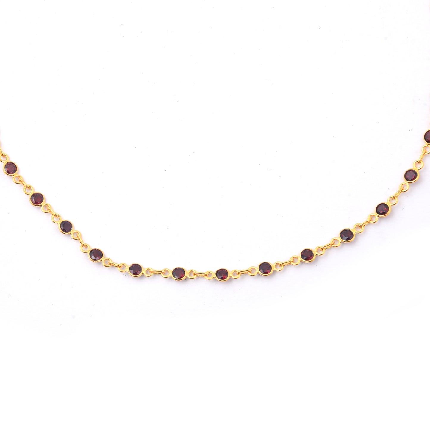 10.84 Ct Round Garnet 925 Sterling Silver Necklace
