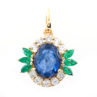 2.12 Ct Oval Mixed Cut Natural Sapphire 14K Gold Pendant