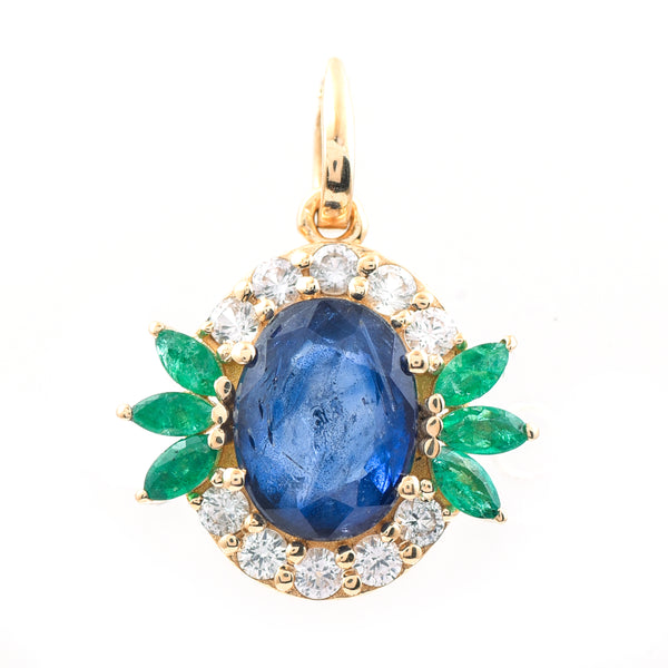 2.12 Ct Oval Mixed Cut Natural Sapphire 14K Gold Pendant