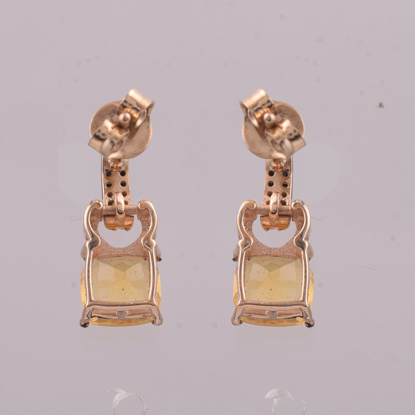 1.34 Ct Cushion Mixed Cut Natural Fire Opal 14K Gold Earrings