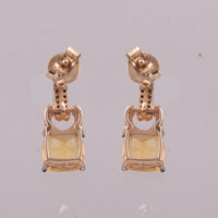 1.34 Ct Cushion Mixed Cut Natural Fire Opal 14K Gold Earrings