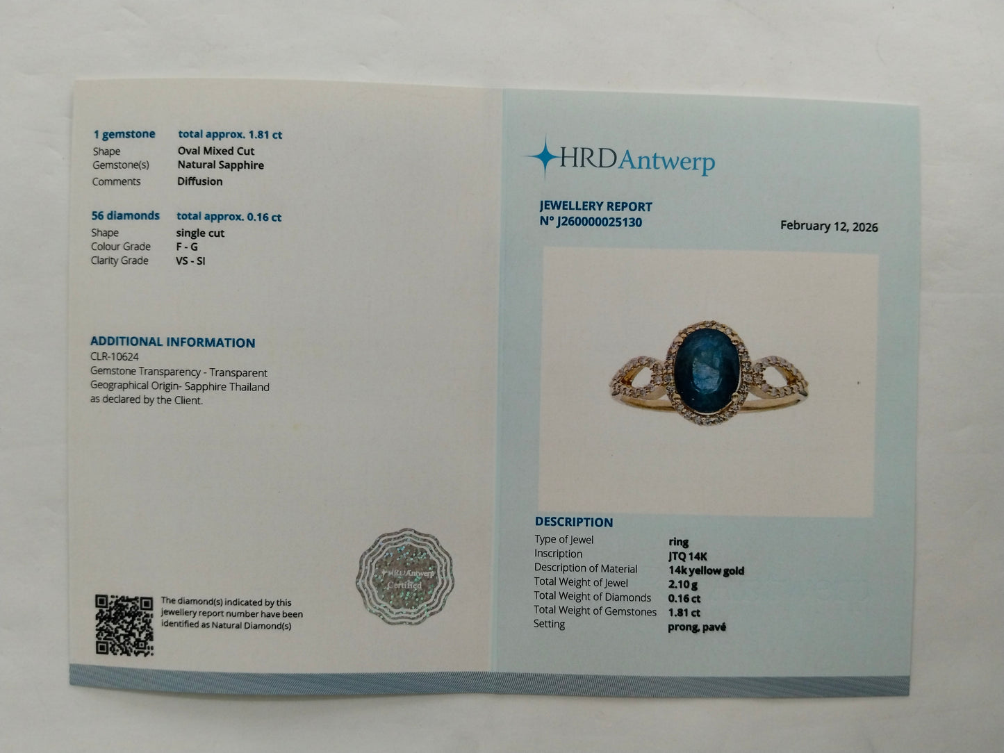 1.97 Ct Oval Mixed Cut Natural Sapphire 14K Gold Ring