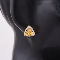 1.57 Ct Triangle Mixed Cut Natural Fire Opal 14K Gold Earrings