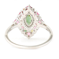 1.20 Ct Marquise Mixed Cut, Square Step Cut, Round Mixed Cut Natural Multi-Coloured Tourmaline 950 Platinum Ring