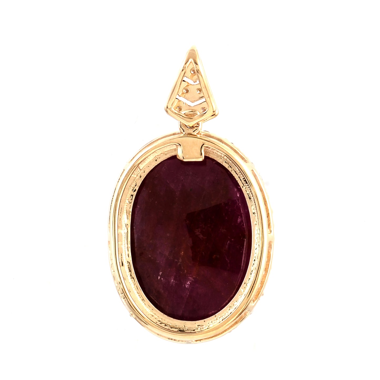4.51 Ct Oval Mixed Cut Natural Corundum Ruby 14K Gold Pendant