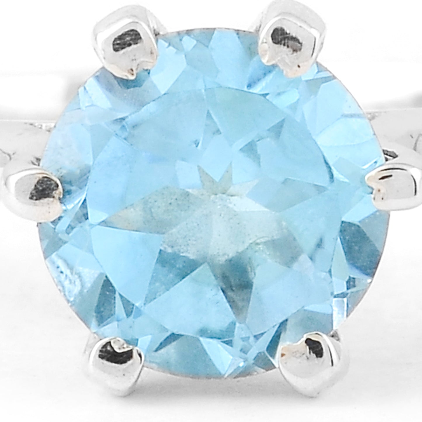 2.04 Ct Round Blue Topaz, 925 Sterling Silver Ring