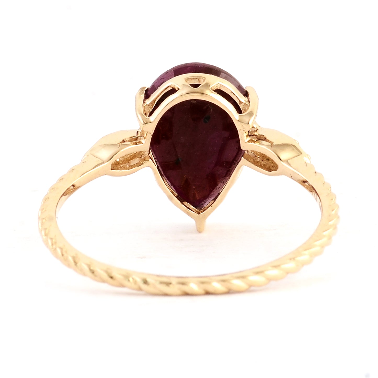 2.71 Ct Pear Ruby 14K Gold Ring