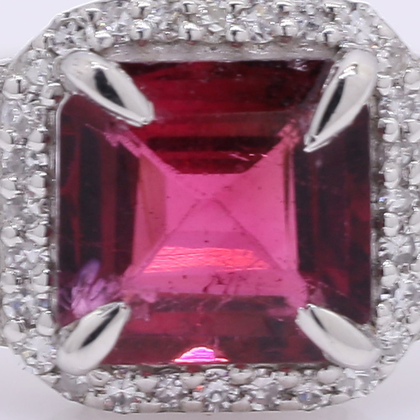 1.37 Ct Octagon Step Cut Natural Rubellite 950 Platinum Ring