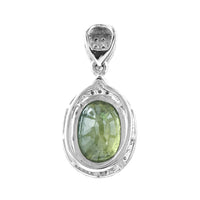 3.69 Ct Oval Mixed Cut Natural Green Sapphire 950 Platinum Pendant