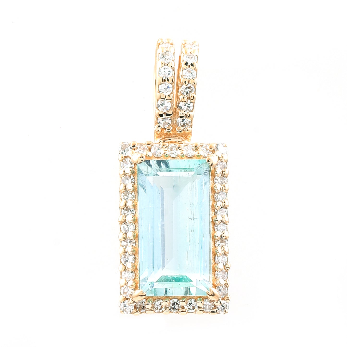 1.06 Ct Rectangle Step Cut Natural Emerald 14K Gold Pendant
