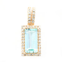 1.06 Ct Rectangle Step Cut Natural Emerald 14K Gold Pendant