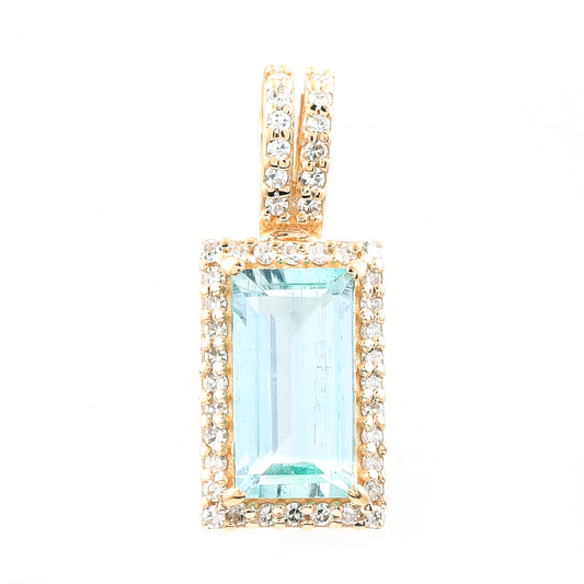 1.06 Ct Rectangle Step Cut Natural Emerald 14K Gold Pendant