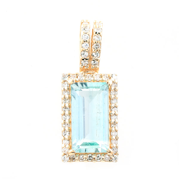 1.06 Ct Rectangle Step Cut Natural Emerald 14K Gold Pendant