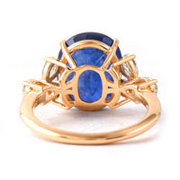 9.04 Ct Oval Blue Sapphire 18K Gold Ring