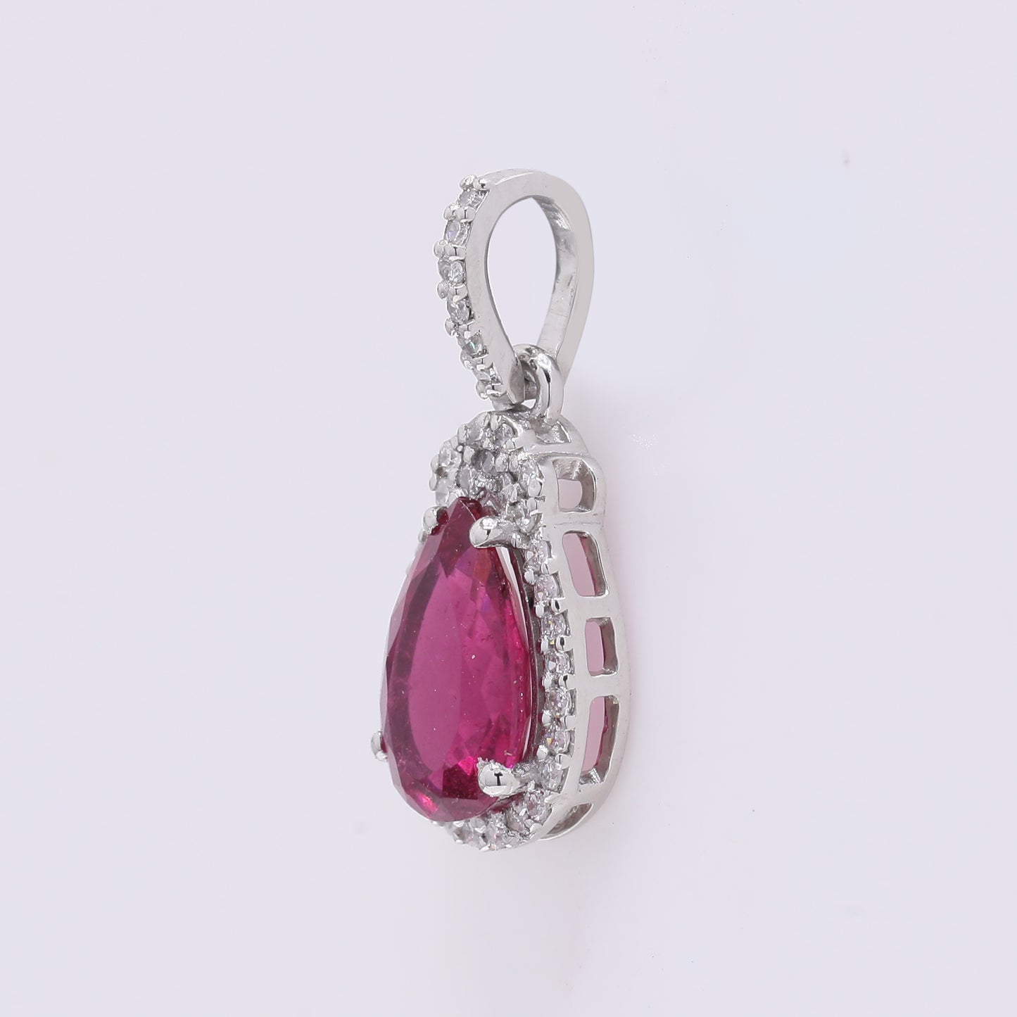 1.14 Ct Pear Mixed Cut Natural Rubellite 950 Platinum Pendant