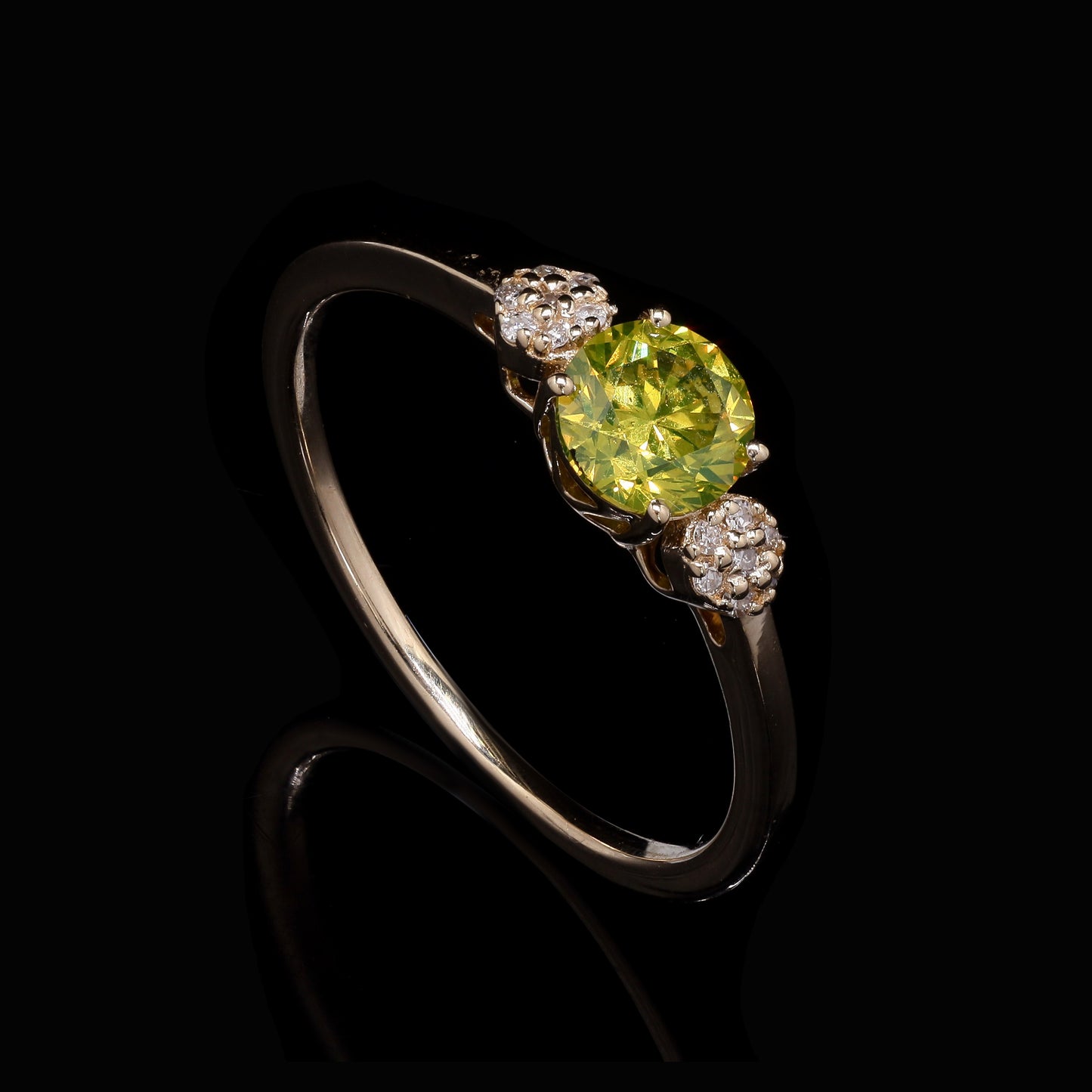 0.70 Ct Round Yellow Diamond 14K Gold Ring