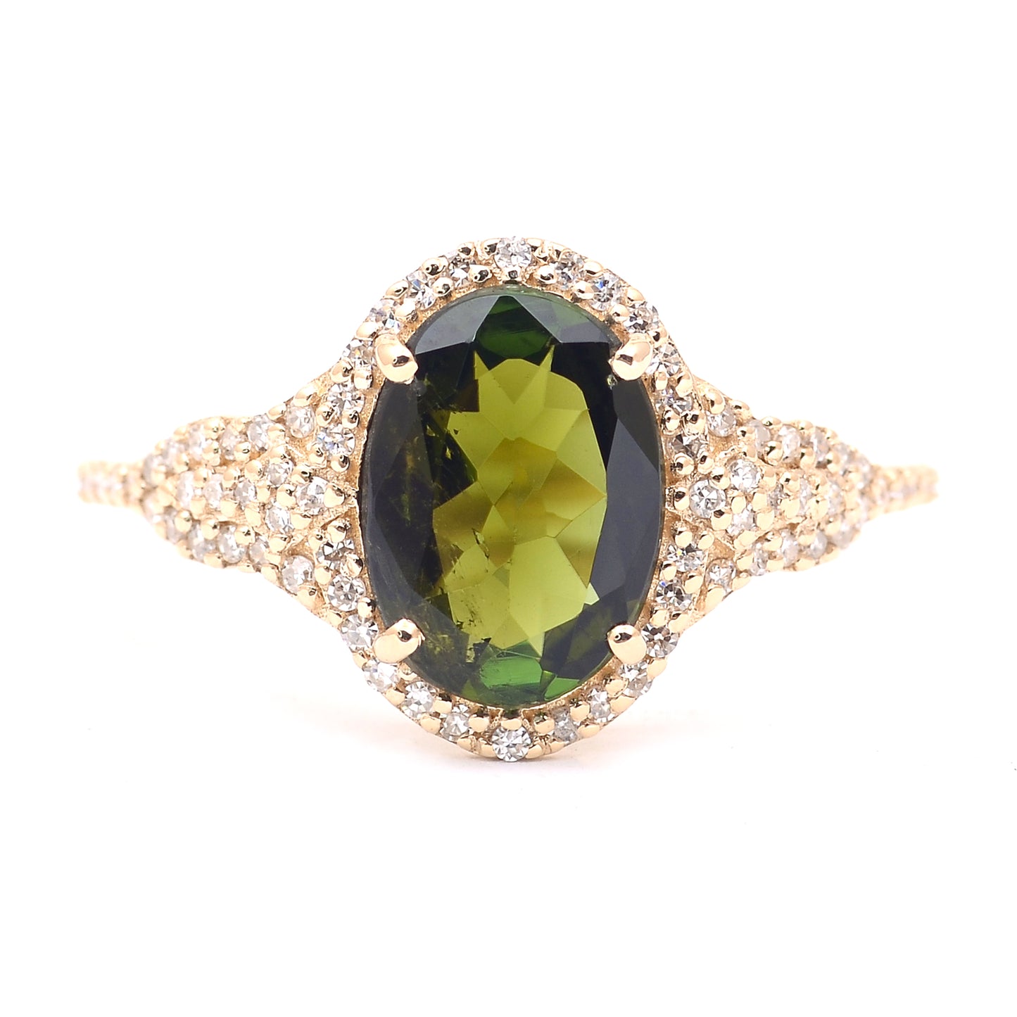 1.93 Ct Oval Mixed Cut Natural Tourmaline 14K Gold Ring