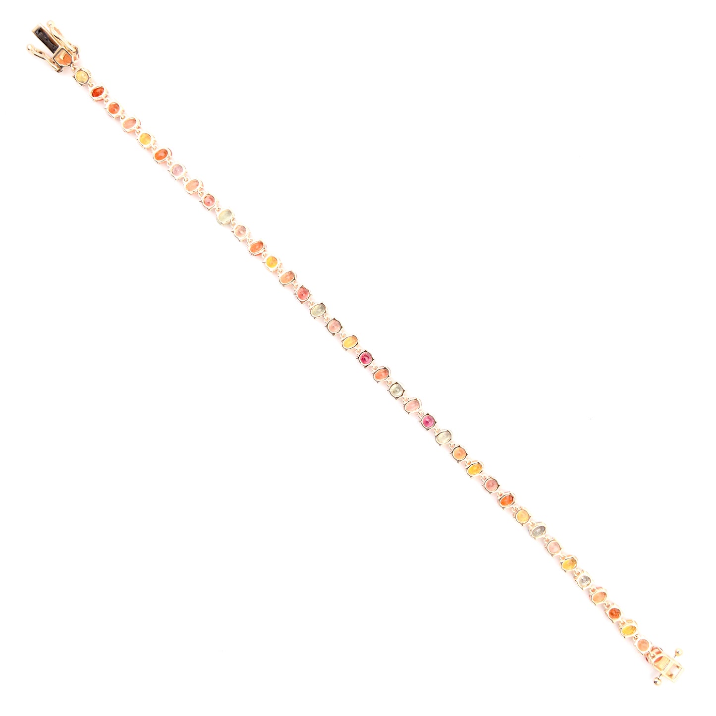6.50 Ct Oval Multi Sapphire 14K Gold Braclet
