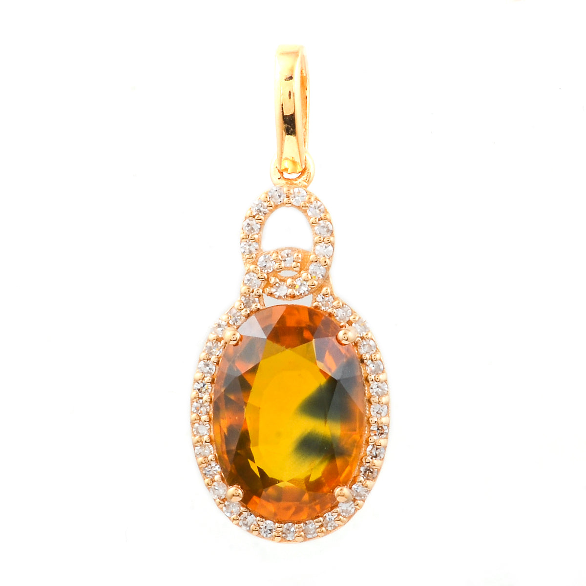 3.65 Ct Oval Mixed Cut Natural Bi Coloured Sapphire 14K Gold Pendant