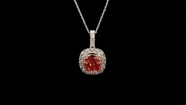 3.01 Carats Pink Lab Grown Diamond 14K Gold Pendant