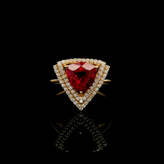 2.09 Ct Triangular Mixed Cut Lab Grown Ruby 14K Gold Ring
