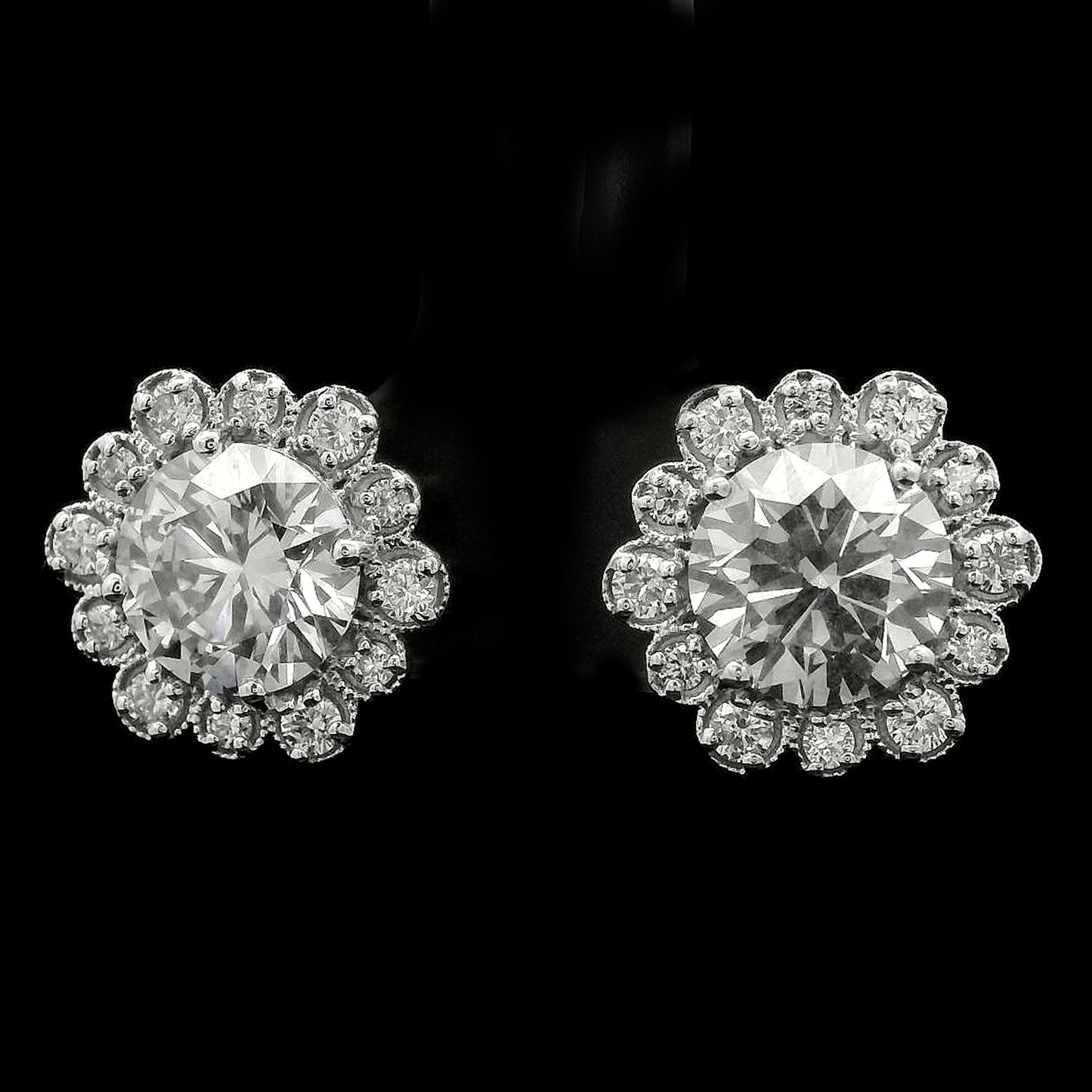 3.67 Carats Lab Grown Diamond 14K Gold Earrings