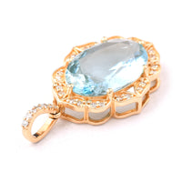 2.62 Ct Oval Mixed Cut Natural Aquamarine 14K Gold Pendant