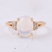 2.45 Ct Oval Cabochon Cut Natural Opal 14K Gold Ring