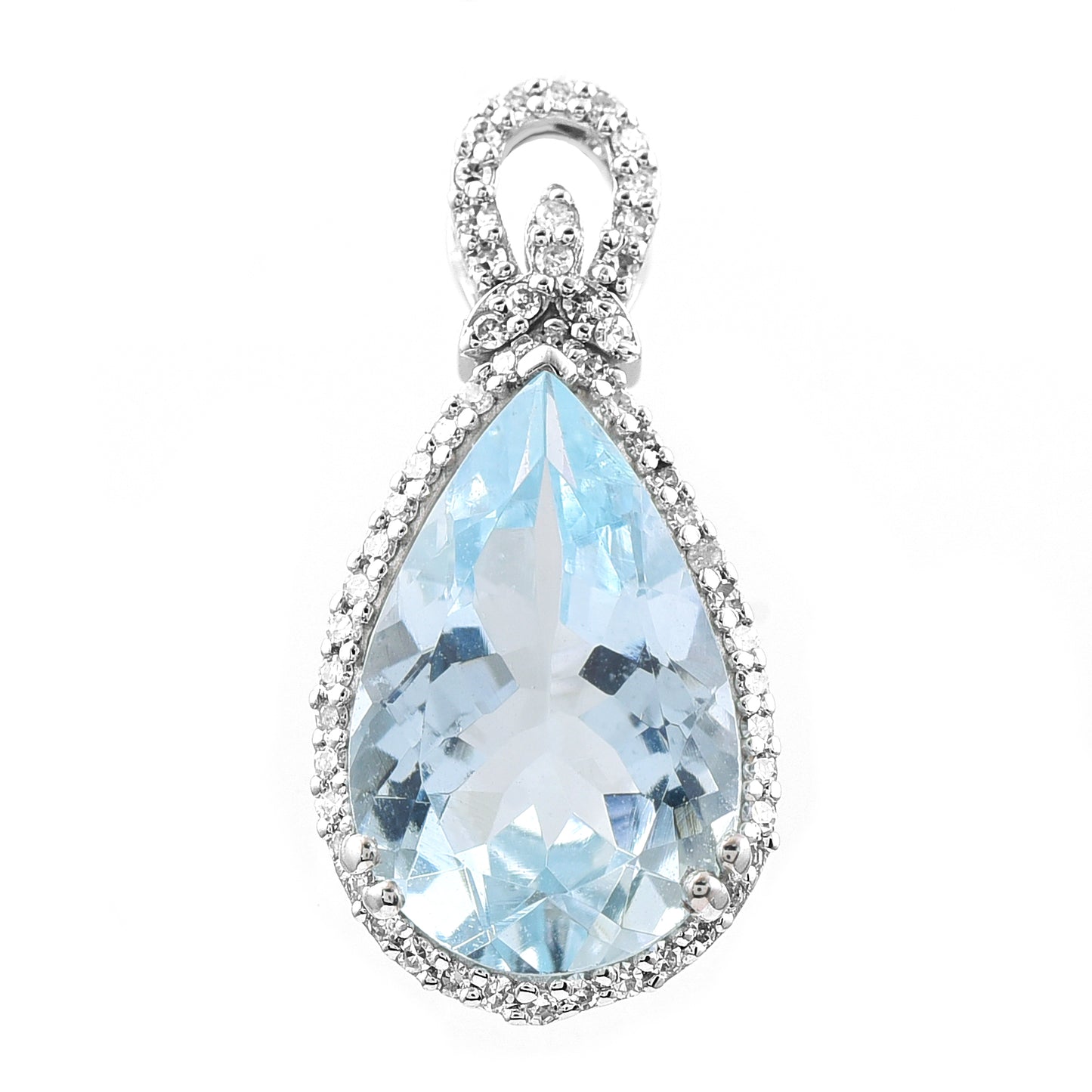 3.67 Ct Pear Mixed Cut Natural Aquamarine 950 Platinum Pendant
