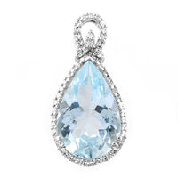 3.67 Ct Pear Mixed Cut Natural Aquamarine 950 Platinum Pendant