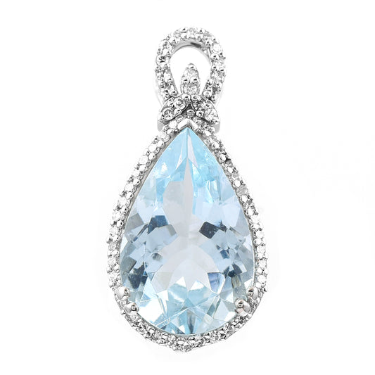 3.67 Ct Pear Mixed Cut Natural Aquamarine 950 Platinum Pendant
