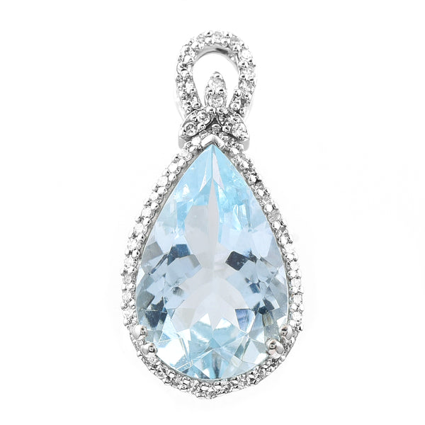 3.67 Ct Pear Mixed Cut Natural Aquamarine 950 Platinum Pendant