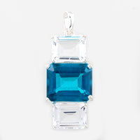 10.96 Ct Octagon Pariba Topaz, White Topaz, 925 Sterling Silver Pendant