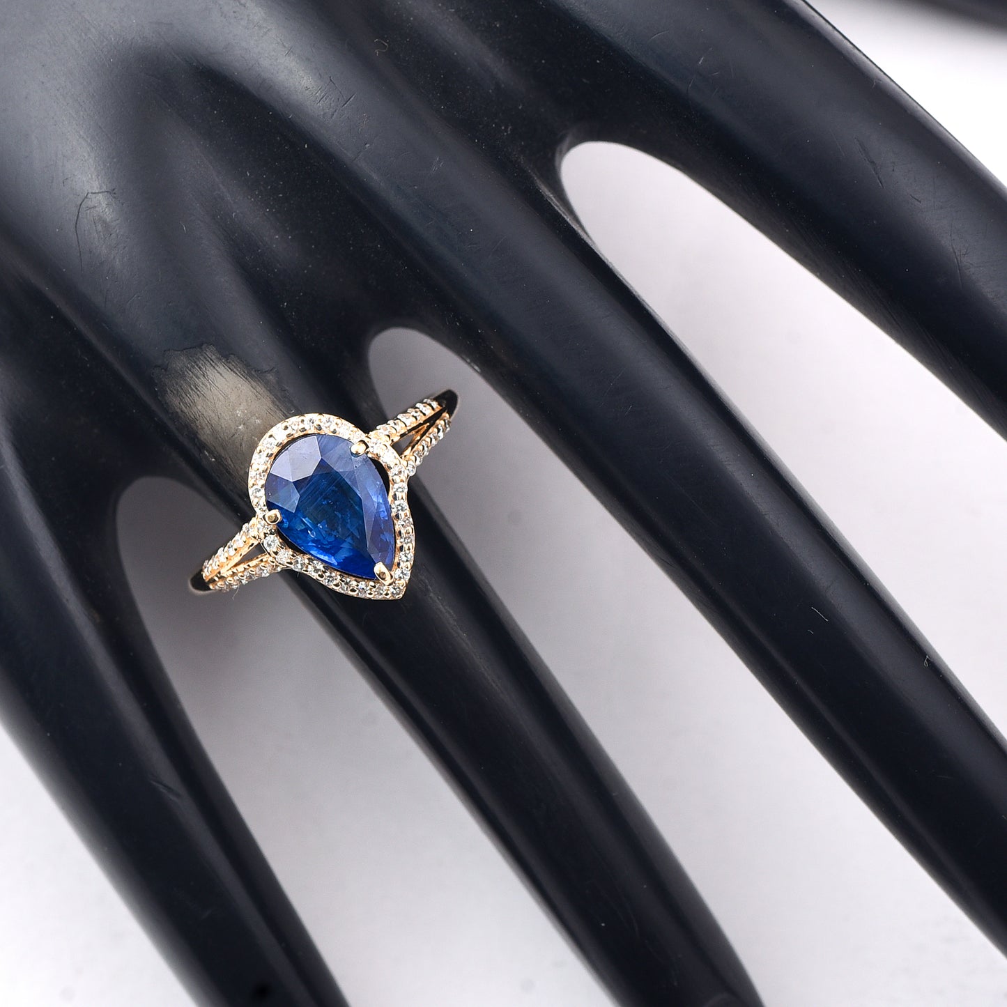2.27 Ct Pear Mixed Cut Natural Sapphire 14K Gold Ring