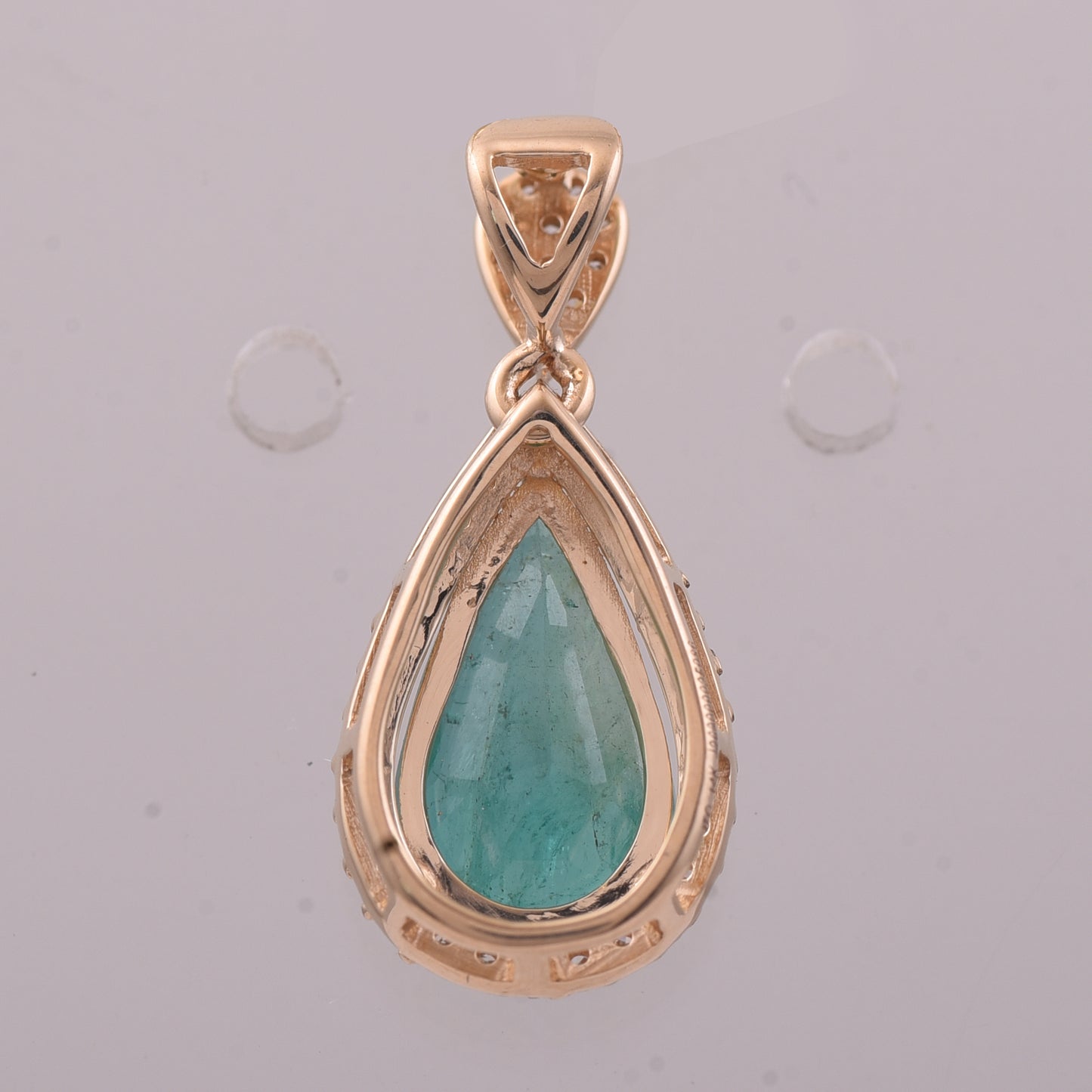 1.38 Ct Pear Mixed Cut Natural Emerald 14K Gold Pendant