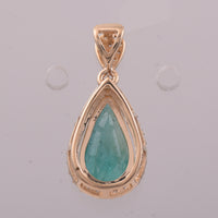 1.38 Ct Pear Mixed Cut Natural Emerald 14K Gold Pendant