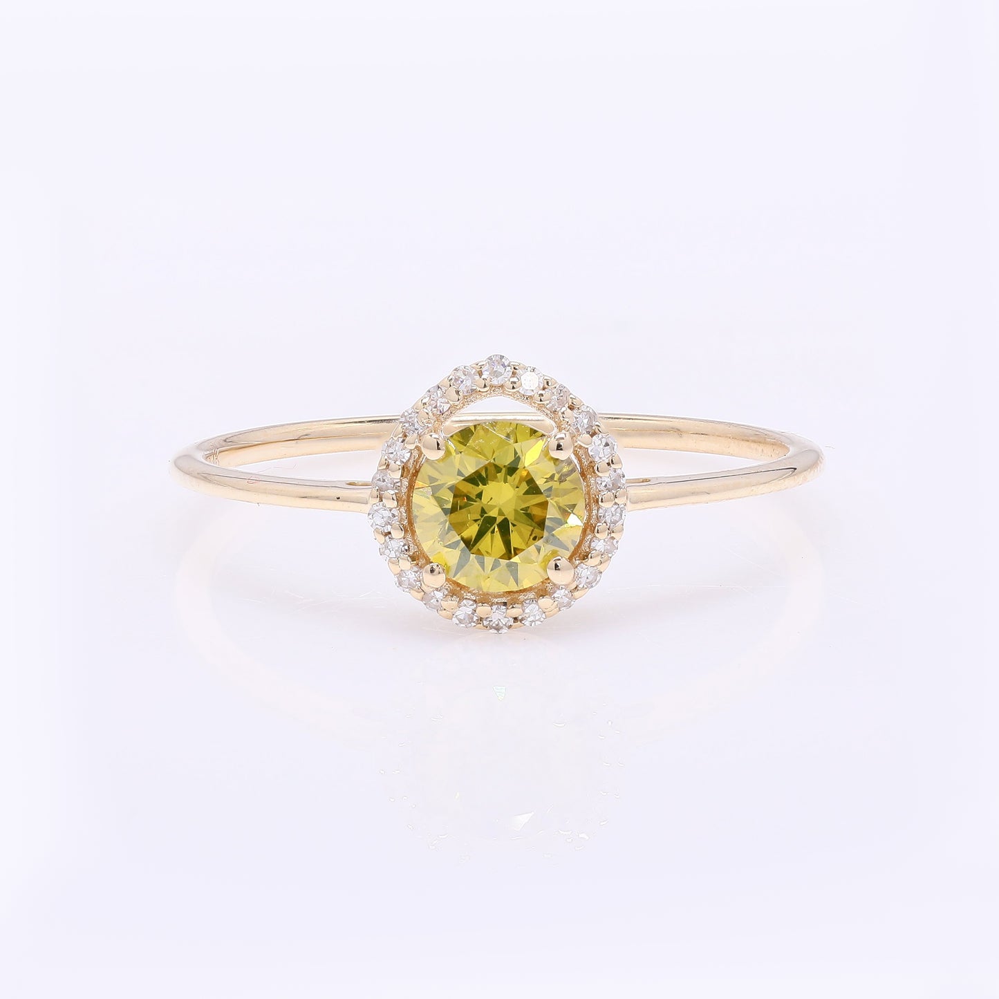 0.57 Ct Round Yellow Diamond 14K Gold Ring
