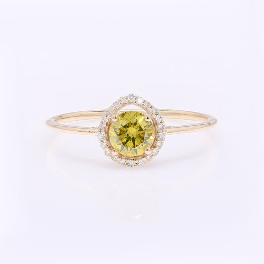 0.57 Ct Round Yellow Diamond 14K Gold Ring