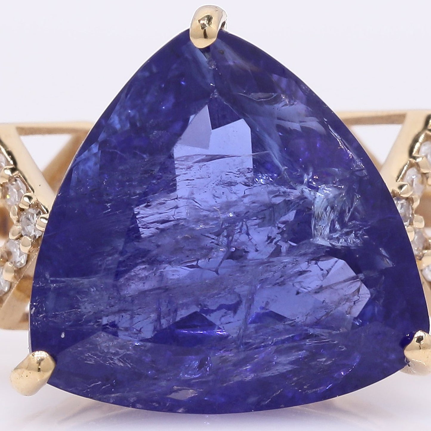 5.03 Ct Triangle Mixed Cut Natural Tanzanite 14K Gold Ring