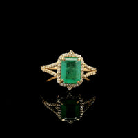 1.40 Ct Octagon Step Cut Natural Emerald 14K Gold Ring