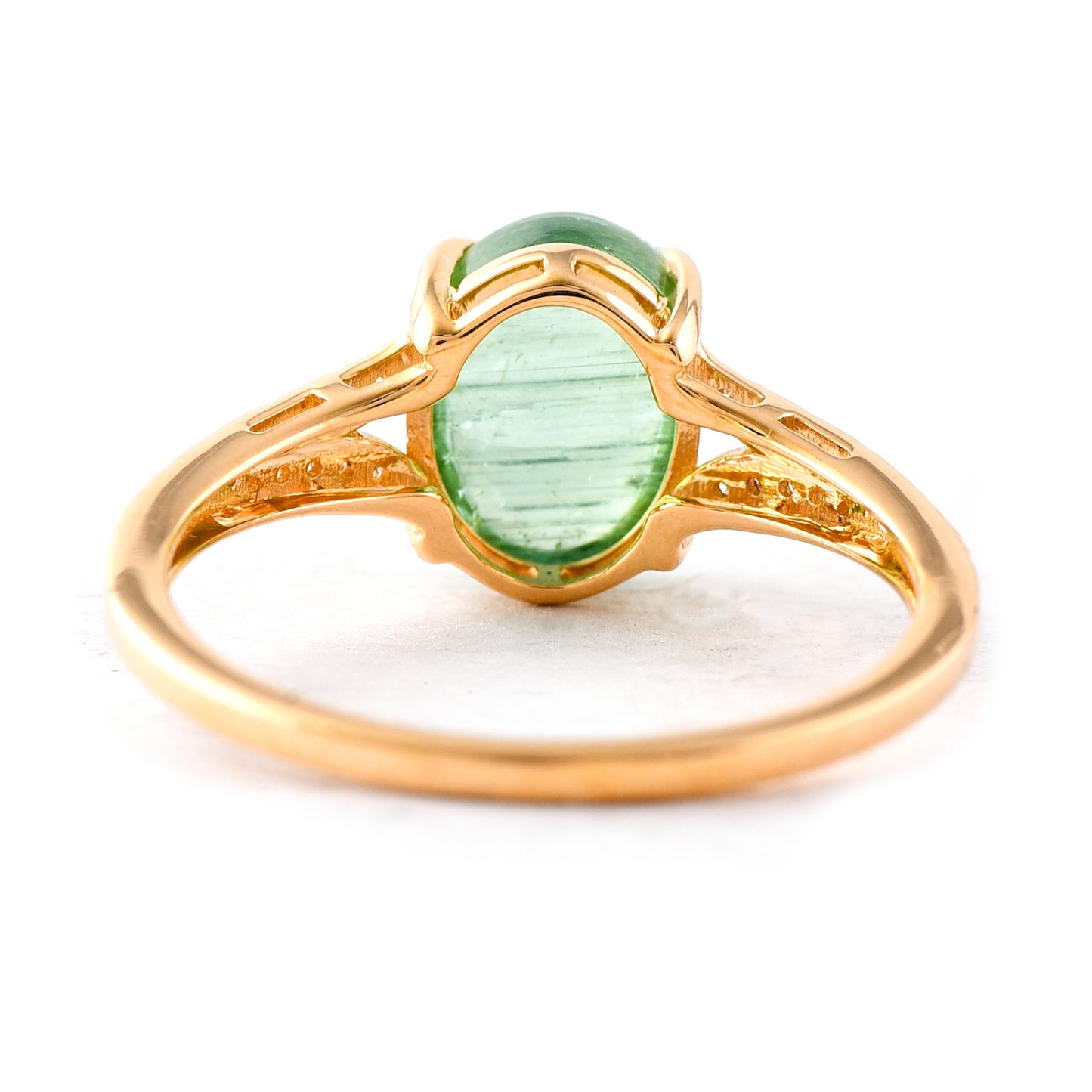2.95 Ct Oval Cabochon Cut Natural Tourmaline 14K Gold Ring