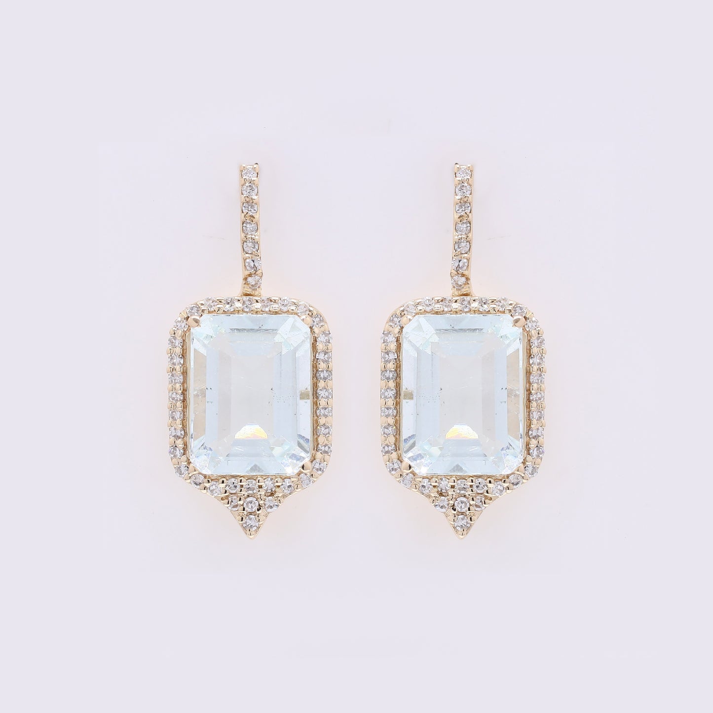 4.86 Ct Octagon Natural Aquamarine 14K Gold Earrings