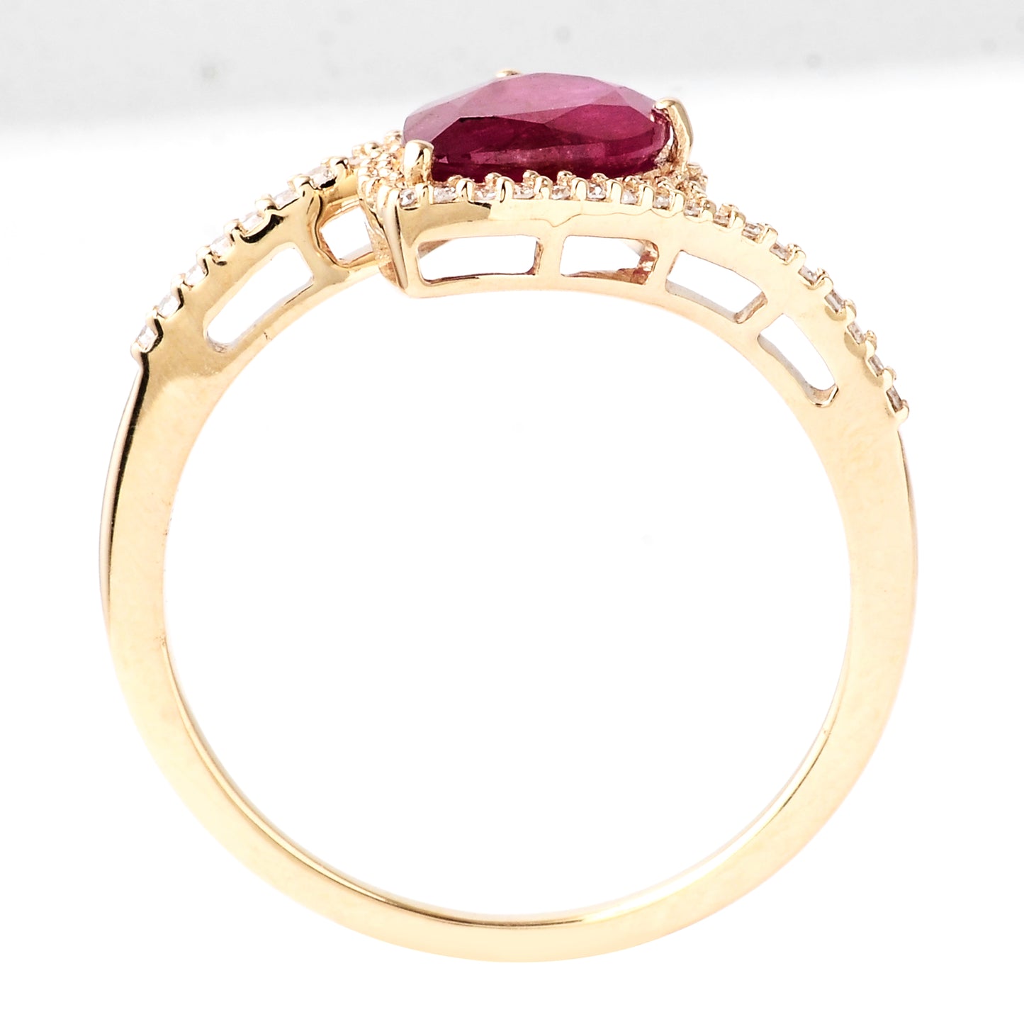 1.65 Ct Pear Mixed Cut Natural Corundum Ruby 14K Gold Ring