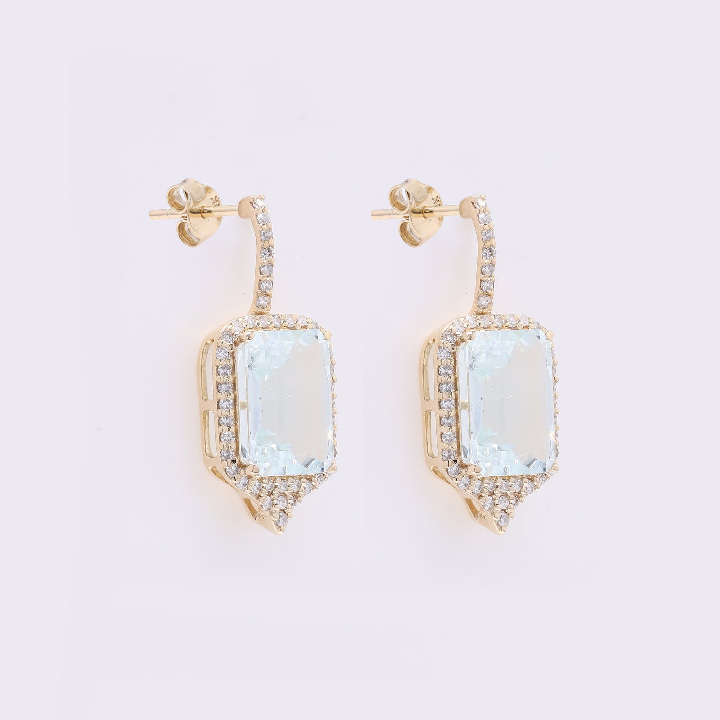 4.86 Ct Octagon Natural Aquamarine 14K Gold Earrings