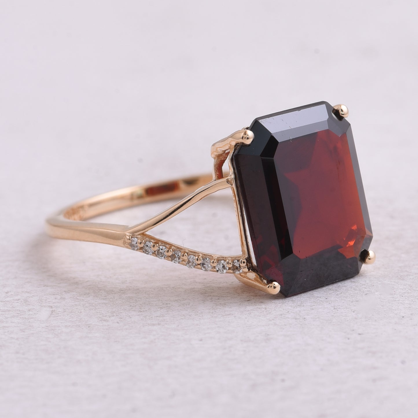 5.75 Ct Octagon Step Cut Natural Garnet 14K Gold Ring