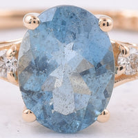 1.23 Ct Oval Natural Aquamarine 14K Gold Ring