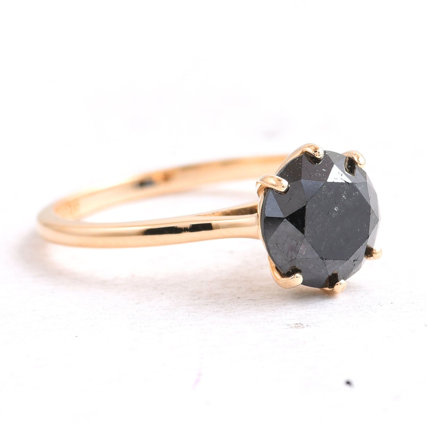 2.63 Ct Round Black Diamond 14K Gold Ring