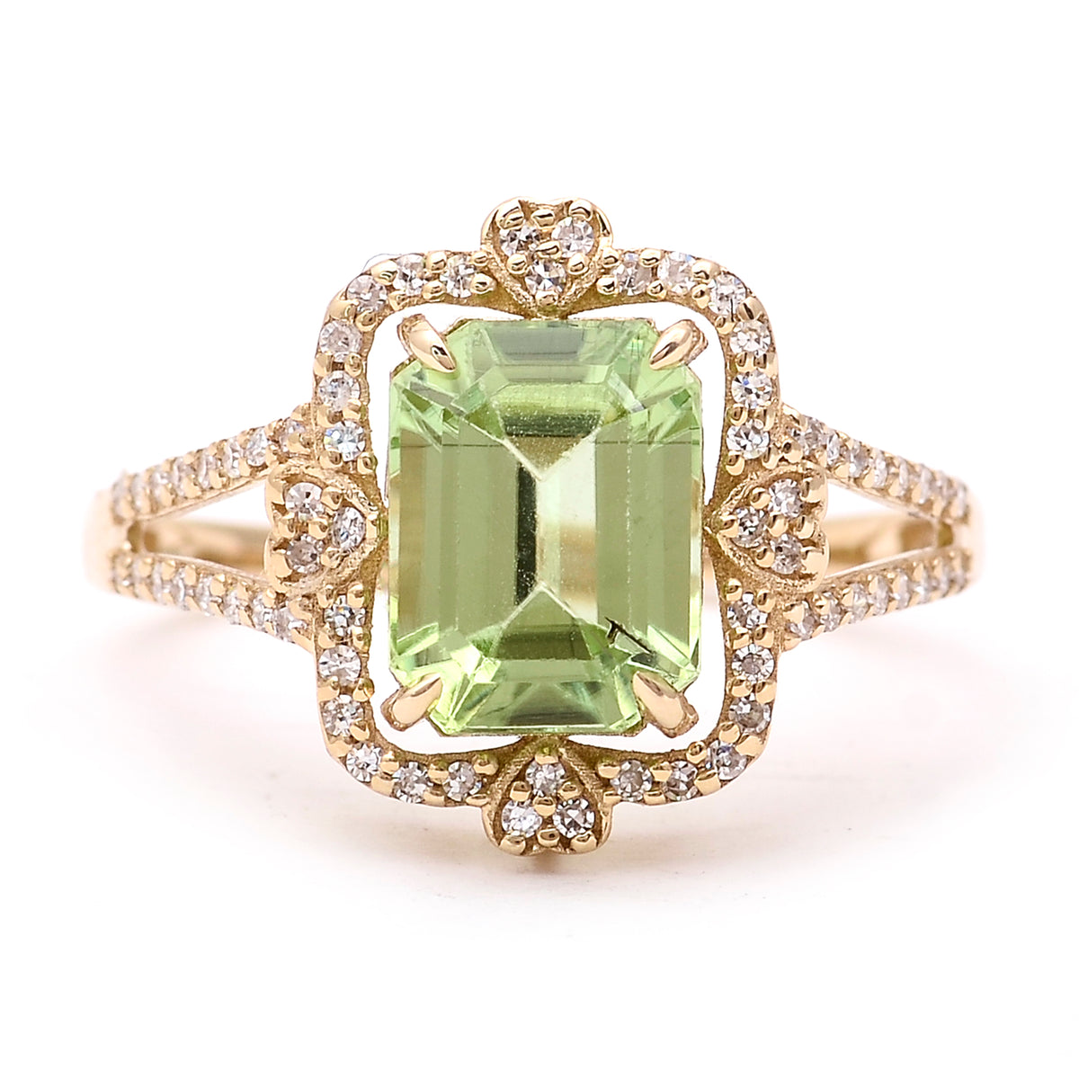 2.66 Ct Octagon Natural Eridot 14K Gold Ring